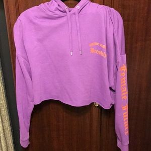 Purple cropped Brooklyn hoodie